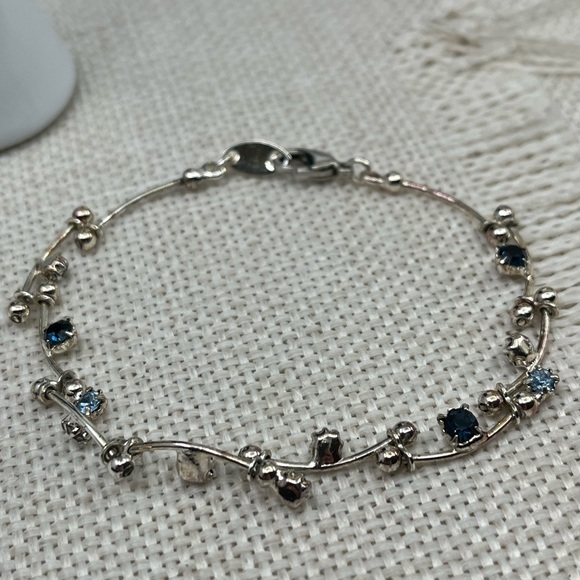Vintage Vine CZ Bracelet Blue & Clear Stones | 7.25" - Picture 6 of 17